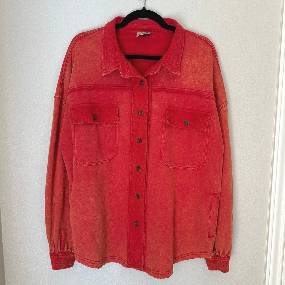 Jaded Gypsy Rust 100% Cotton Shacket Small/Med Oversized Boho Fall Layering Cozy